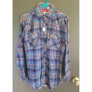 Hoofs Mens  Long Sleeve Pearl Snap Flannel Shirt Size Small New w/o Tags Western